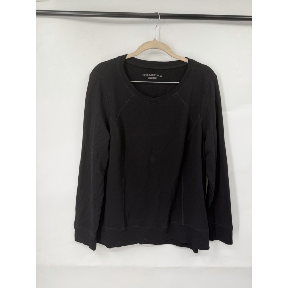 Beyond Yoga Crewneck Sweatshirt Women L Black Athleisure Loungewear Casual